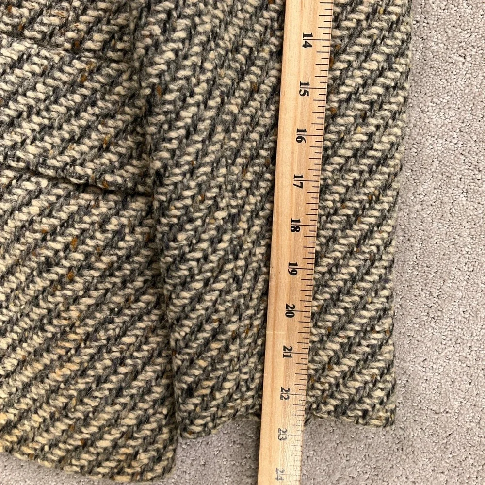 Josh Evan Pea Coat Women 12 Gray Beige Neutral Tweed Wool Double Classic USA VTG
